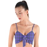 Blue Tartan Plaid 1 Woven Tie Front Bralet