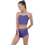 Blue Tartan Plaid 1 Summer Cropped Co-Ord Set