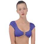 Blue Tartan Plaid 1 Cap Sleeve Ring Bikini Top