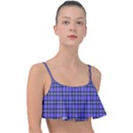 Blue Tartan Plaid 1 Frill Bikini Top