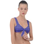 Blue Tartan Plaid 1 Front Tie Bikini Top