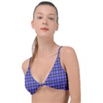 Blue Tartan Plaid 1 Knot Up Bikini Top