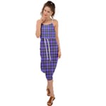 Blue Tartan Plaid 1 Waist Tie Cover Up Chiffon Dress