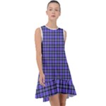 Blue Tartan Plaid 1 Frill Swing Dress