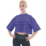 Blue Tartan Plaid 1 Mock Neck T-Shirt