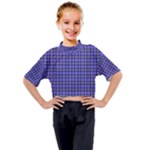 Blue Tartan Plaid 1 Kids Mock Neck T-Shirt