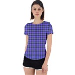 Blue Tartan Plaid 1 Back Cut Out Sport T-Shirt