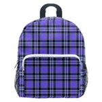 Blue Tartan Plaid 1 Kids  Age 5-10 Lightweight School Backpack with Side Pockets