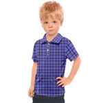 Blue Tartan Plaid 1 Kids  Polo T-Shirt