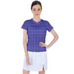 Blue Tartan Plaid 1 Women s Sports Top