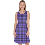 Blue Tartan Plaid 1 Knee Length Skater Dress With Pockets