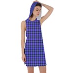 Blue Tartan Plaid 1 Racer Back Hoodie Dress