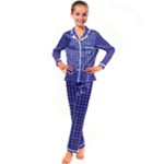 Blue Tartan Plaid 1 Kids  Satin Long Sleeve Pajamas Set