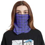 Blue Tartan Plaid 1 Face Covering Bandana (Two Sides)