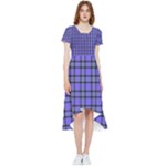 Blue Tartan Plaid 1 High Low Boho Dress