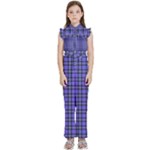 Blue Tartan Plaid 1 Kids  Sleeveless Ruffle Edge Band Collar Chiffon One Piece