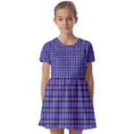 Blue Tartan Plaid 1 Kids  Short Sleeve Pinafore Style Dress