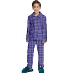 Blue Tartan Plaid 1 Kids  Long Sleeve Velvet Pajamas Set