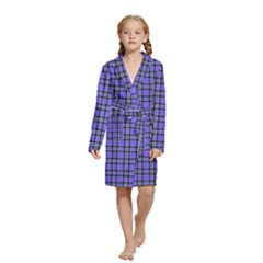 Blue Tartan Plaid 1 Kids  Long Sleeve Velvet Lounge Robe from ArtsNow.com