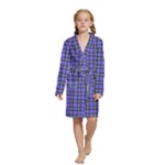 Blue Tartan Plaid 1 Kids  Long Sleeve Velvet Lounge Robe