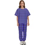 Blue Tartan Plaid 1 Kids  T-Shirt and Pants Sports Set