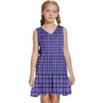 Blue Tartan Plaid 1 Kids  Sleeveless Tiered Mini Dress