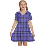 Blue Tartan Plaid 1 Kids  Short Sleeve Tiered Mini Dress