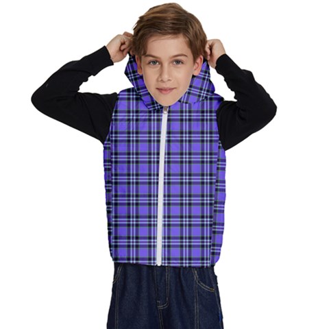 Blue Tartan Plaid 1 Kids  Stylish Hooded Puffer Vest from ArtsNow.com