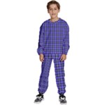 Blue Tartan Plaid 1 Kids  Sweatshirt set