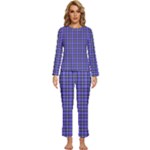 Blue Tartan Plaid 1 Womens  Long Sleeve Lightweight Pajamas Set