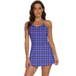 Blue Tartan Plaid 1 2-in-1 Flare Activity Dress