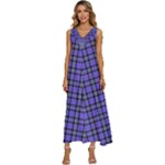 Blue Tartan Plaid 1 V-Neck Sleeveless Wide Leg Pants Overalls