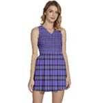 Blue Tartan Plaid 1 Sleeveless High Waist Mini Dress