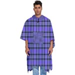 Blue Tartan Plaid 1 Men s Hooded Rain Ponchos