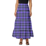 Blue Tartan Plaid 1 Tiered Ruffle Maxi Skirt