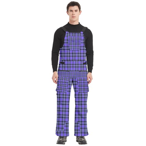 Blue Tartan Plaid 1 Men s Side Zip Front Pouch Ski And Snowboard Bib Pants	 from ArtsNow.com