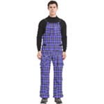 Blue Tartan Plaid 1 Men s Side Zip Front Pouch Ski And Snowboard Bib Pants	