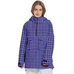 Blue Tartan Plaid 1 Women s Pullover Zip Ski and Snowboard Waterproof Breathable Jacket