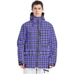 Blue Tartan Plaid 1 Men s Multi Pockets Zip Ski and Snowboard Waterproof Breathable Jacket