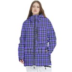 Blue Tartan Plaid 1 Women s Multi Pockets Zip Ski and Snowboard Waterproof Breathable Jacket