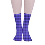 Blue Tartan Plaid 1 Smooth Crew Length Tube Socks