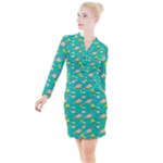 Naso Flame Fabric Button Long Sleeve Dress