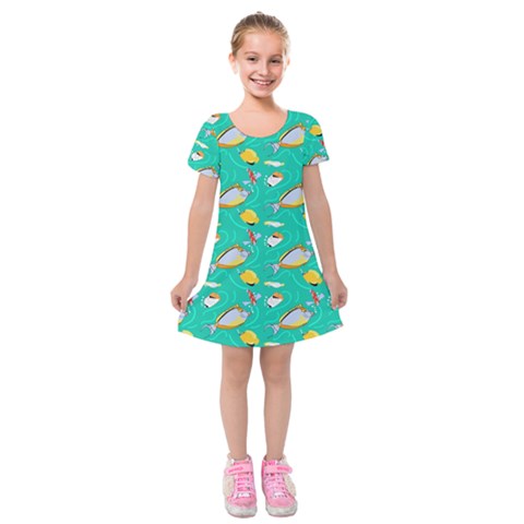 Naso Flame Fabric Kids  Short Sleeve Velvet Dress from ArtsNow.com