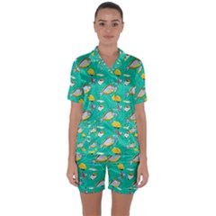 Satin Short Sleeve Pajamas Set 