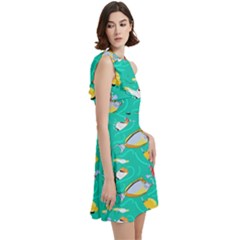 Cocktail Party Halter Sleeveless Dress With Pockets 