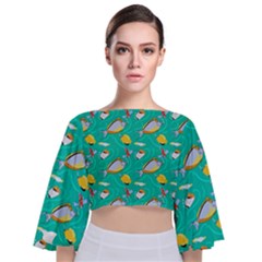 Tie Back Butterfly Sleeve Chiffon Top 