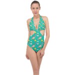 Naso Flame Fabric Halter Front Plunge Swimsuit