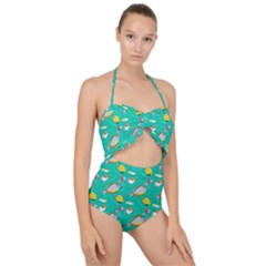 Scallop Top Cut Out Swimsuit 