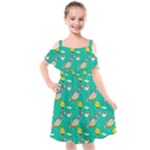 Naso Flame Fabric Kids  Cut Out Shoulders Chiffon Dress