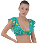 Naso Flame Fabric Plunge Frill Sleeve Bikini Top